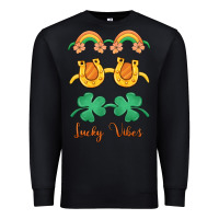 Black lucky vibes st. patrick's day Premium Sweatshirt - MaliasSmallBusiness