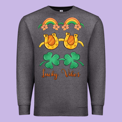 Lucky Vibes St. Patrick's Day Premium Sweatshirt Designed By Maliassmallbusiness