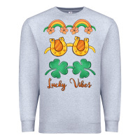 Heather Grey lucky vibes st. patrick's day Premium Sweatshirt - MaliasSmallBusiness