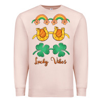 Pale Pink lucky vibes st. patrick's day Premium Sweatshirt - MaliasSmallBusiness