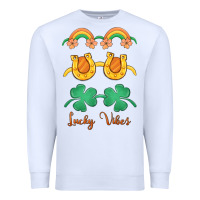 White lucky vibes st. patrick's day Premium Sweatshirt - MaliasSmallBusiness