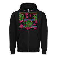 Black mexican rose and cactus seamless pattern Zipper Hoodie - BundleAndBundleShop