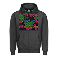 Charcoal Heather mexican rose and cactus seamless pattern Zipper Hoodie - BundleAndBundleShop