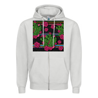 Dove Grey mexican rose and cactus seamless pattern Zipper Hoodie - BundleAndBundleShop