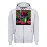 Heather Grey mexican rose and cactus seamless pattern Zipper Hoodie - BundleAndBundleShop