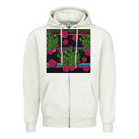 Oatmeal Heather mexican rose and cactus seamless pattern Zipper Hoodie - BundleAndBundleShop