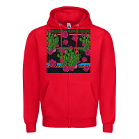 Red mexican rose and cactus seamless pattern Zipper Hoodie - BundleAndBundleShop