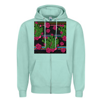 Seafoam mexican rose and cactus seamless pattern Zipper Hoodie - BundleAndBundleShop