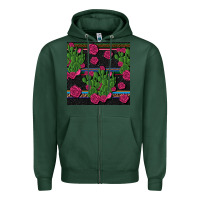 Sports Green mexican rose and cactus seamless pattern Zipper Hoodie - BundleAndBundleShop