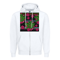 White mexican rose and cactus seamless pattern Zipper Hoodie - BundleAndBundleShop
