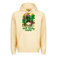 Pina Colada St. Patrick Messy Bun One Luck Mama With Clover Premium Hoodie - BundleAndBundleShop