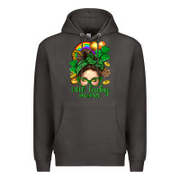 Smoke St. Patrick Messy Bun One Luck Mama With Clover Premium Hoodie - BundleAndBundleShop