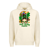 Tofu St. Patrick Messy Bun One Luck Mama With Clover Premium Hoodie - BundleAndBundleShop