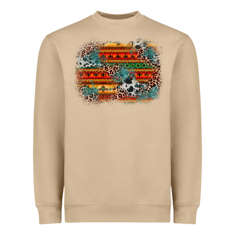 Leopard Aztec Background Heavyweight Sweatshirt by Zillion Design Studio | Teevron