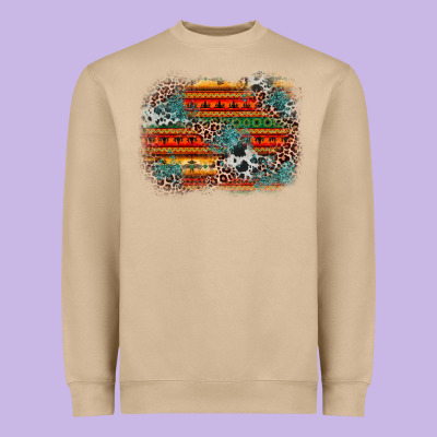Leopard Aztec Background Heavyweight Sweatshirt Designed By Zillion Design Studio