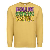 Antique Gold rollin with my krewe Premium Sweatshirt - MaliasSmallBusiness