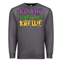 Charcoal Heather rollin with my krewe Premium Sweatshirt - MaliasSmallBusiness
