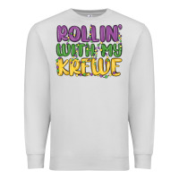 Dove Grey rollin with my krewe Premium Sweatshirt - MaliasSmallBusiness