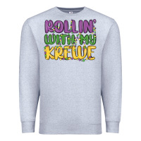 Heather Grey rollin with my krewe Premium Sweatshirt - MaliasSmallBusiness