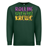 Sports Green rollin with my krewe Premium Sweatshirt - MaliasSmallBusiness