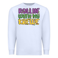 White rollin with my krewe Premium Sweatshirt - MaliasSmallBusiness