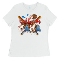 White ballpark mama Ladies Tee - AdoDesignShop