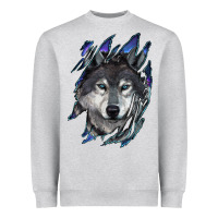 Heather Grey wolf scratch mark Heavyweight Sweatshirt - RanaPortraitStore