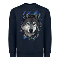 Navy wolf scratch mark Heavyweight Sweatshirt - RanaPortraitStore