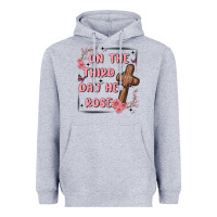 Heather Grey on the third day  he rose Heavyweight Hoodie - MaliasSmallBusiness