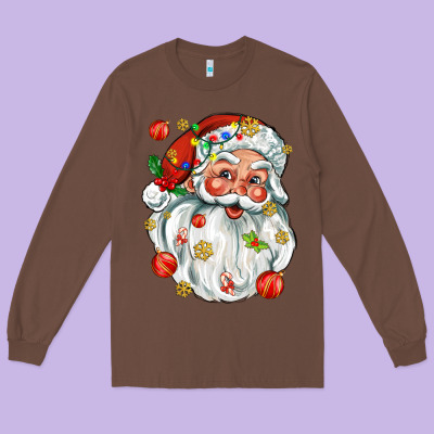 Santa With Little Christmas Long Sleeve Tee Designed By Adodesignshop