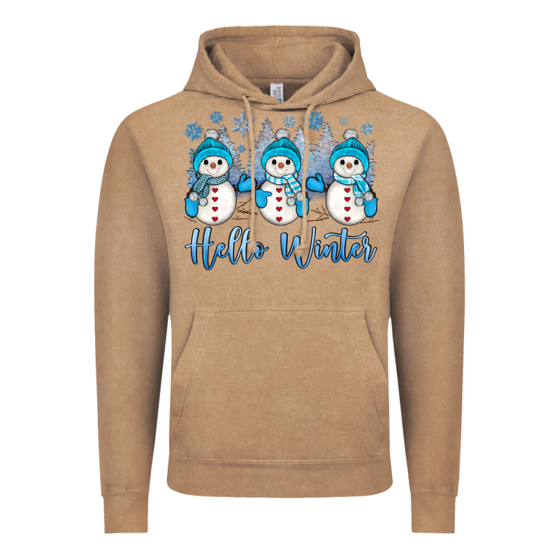 Snowman Hello Winter Vintage Hoodie by JahusDesignShop | Teevron