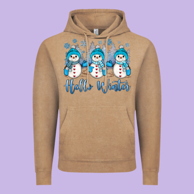 Snowman Hello Winter Vintage Hoodie Designed By Jahusdesignshop