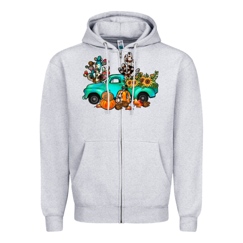 Cactus Pumpkin Truck Fall Zipper Hoodie by JahusDesignShop | Teevron