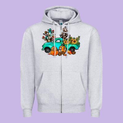 Cactus Pumpkin Truck Fall Zipper Hoodie Designed By Jahusdesignshop
