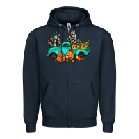 Navy cactus pumpkin truck fall Zipper Hoodie - JahusDesignShop