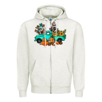 Oatmeal Heather cactus pumpkin truck fall Zipper Hoodie - JahusDesignShop