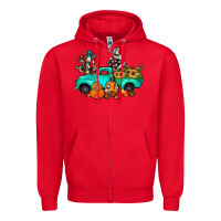 Red cactus pumpkin truck fall Zipper Hoodie - JahusDesignShop