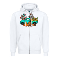 White cactus pumpkin truck fall Zipper Hoodie - JahusDesignShop