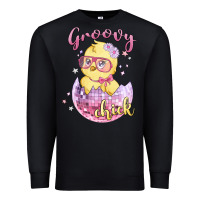 Black groovy chick easter Premium Sweatshirt - MaliasSmallBusiness