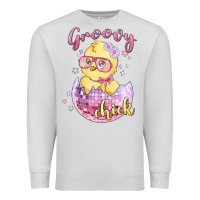 Dove Grey groovy chick easter Premium Sweatshirt - MaliasSmallBusiness