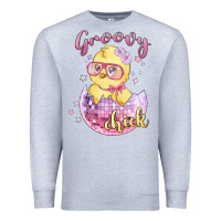 Heather Grey groovy chick easter Premium Sweatshirt - MaliasSmallBusiness