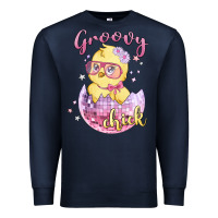 Navy groovy chick easter Premium Sweatshirt - MaliasSmallBusiness