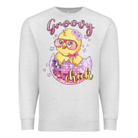 Oatmeal Heather groovy chick easter Premium Sweatshirt - MaliasSmallBusiness