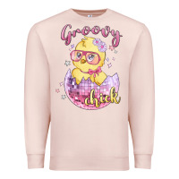 Pale Pink groovy chick easter Premium Sweatshirt - MaliasSmallBusiness