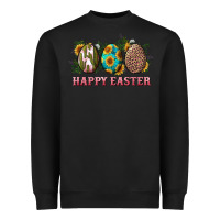 Black happy easter eggs with sunflower leopard and cactus Heavyweight Sweatshirt - RanaPortraitStore