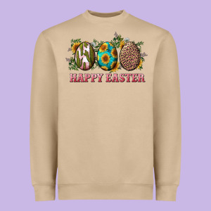 Happy Easter Eggs With Sunflower Leopard And Cactus Heavyweight Sweatshirt Designed By Ranaportraitstore