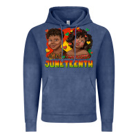 Vintage Denim juneteenth with afro black kids Vintage Hoodie - texasbilliewilder