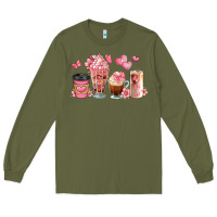 Army Green floral coffee cups Long Sleeve Tee - JahusDesignShop