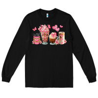 Black floral coffee cups Long Sleeve Tee - JahusDesignShop