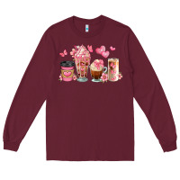 Burgundy floral coffee cups Long Sleeve Tee - JahusDesignShop
